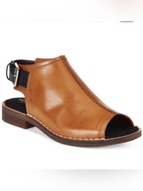 Clarks Artisan Brown Leather Peep Toe Slingback Sandals Women’s Size 7.5